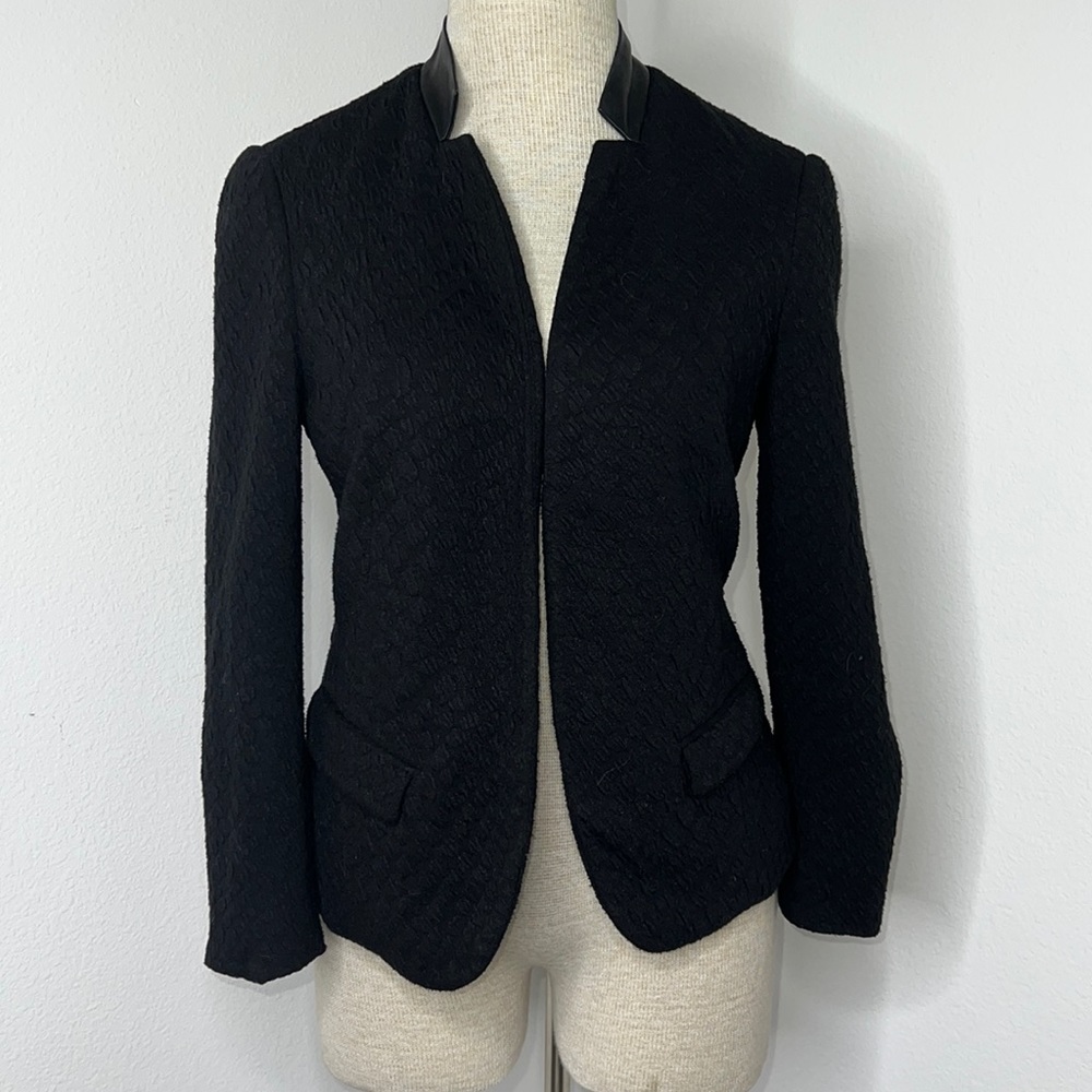 🔹 Rebecca Taylor Leather Collar Blazer